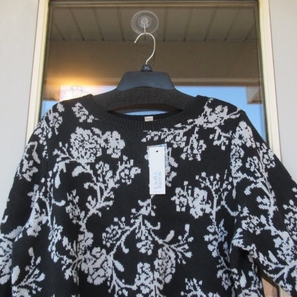 Relist 2/23❌ Croft & Barrow crewneck sweater floral like print w/ metallic 1X - Picture 4 of 12